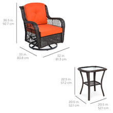 Load image into Gallery viewer, 3-Piece Patio Wicker Bistro Furniture Set w/ 2 Swivel Rocking Chairs, Table
