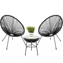 Load image into Gallery viewer, 3-Piece All-Weather Patio Acapulco Bistro Set w/ Rope, Glass Top Table
