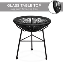 Load image into Gallery viewer, 3-Piece All-Weather Patio Acapulco Bistro Set w/ Rope, Glass Top Table
