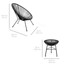 Load image into Gallery viewer, 3-Piece All-Weather Patio Acapulco Bistro Set w/ Rope, Glass Top Table
