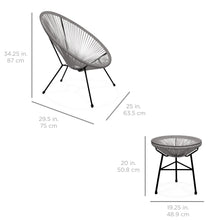 Load image into Gallery viewer, 3-Piece All-Weather Patio Acapulco Bistro Set w/ Rope, Glass Top Table
