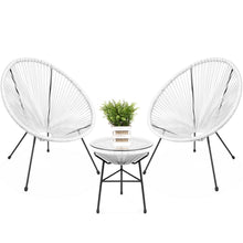 Load image into Gallery viewer, 3-Piece All-Weather Patio Acapulco Bistro Set w/ Rope, Glass Top Table
