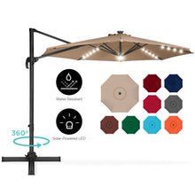 Load image into Gallery viewer, 360-Degree LED Cantilever Offset Patio Umbrella w/ Tilt, 10ft
