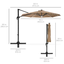 Load image into Gallery viewer, 360-Degree LED Cantilever Offset Patio Umbrella w/ Tilt, 10ft
