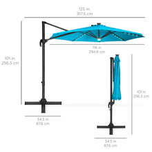 Load image into Gallery viewer, 360-Degree LED Cantilever Offset Patio Umbrella w/ Tilt, 10ft
