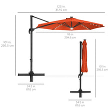 Load image into Gallery viewer, 360-Degree LED Cantilever Offset Patio Umbrella w/ Tilt, 10ft
