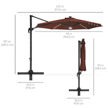 Load image into Gallery viewer, 360-Degree LED Cantilever Offset Patio Umbrella w/ Tilt, 10ft
