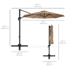 Load image into Gallery viewer, 360-Degree Rotating Cantilever Offset Patio Umbrella w/ Tilt, 10ft
