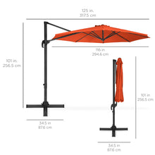 Load image into Gallery viewer, 360-Degree Rotating Cantilever Offset Patio Umbrella w/ Tilt, 10ft
