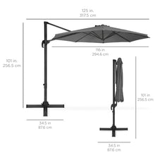 Load image into Gallery viewer, 360-Degree Rotating Cantilever Offset Patio Umbrella w/ Tilt, 10ft
