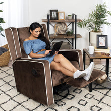 Load image into Gallery viewer, Mid-Century Modern Velvet Upholstered Swivel Recliner Lounge Rocking Chair
