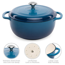 Load image into Gallery viewer, 6qt Non-Stick Enamel Cast-Iron Dutch Oven Kitchen Cookware w/ Side Handles
