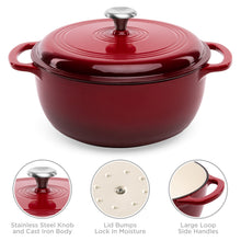 Load image into Gallery viewer, 6qt Non-Stick Enamel Cast-Iron Dutch Oven Kitchen Cookware w/ Side Handles
