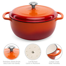 Load image into Gallery viewer, 6qt Non-Stick Enamel Cast-Iron Dutch Oven Kitchen Cookware w/ Side Handles
