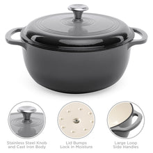 Load image into Gallery viewer, 6qt Non-Stick Enamel Cast-Iron Dutch Oven Kitchen Cookware w/ Side Handles
