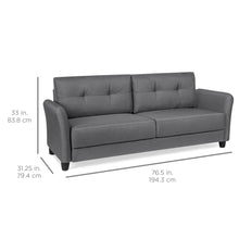 Load image into Gallery viewer, 76in Contemporary Linen Fabric Upholstered Sofa w/ Tufted Back Cushions
