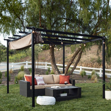 Load image into Gallery viewer, 10x10ft Outdoor Pergola w/ Weather-Resistant Retractable Canopy, Steel Frame
