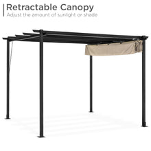 Load image into Gallery viewer, 10x10ft Outdoor Pergola w/ Weather-Resistant Retractable Canopy, Steel Frame
