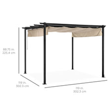 Load image into Gallery viewer, 10x10ft Outdoor Pergola w/ Weather-Resistant Retractable Canopy, Steel Frame
