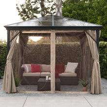 Load image into Gallery viewer, 10x10ft Outdoor Aluminum Frame Hardtop Gazebo w/ Side Curtains, Bug Nets
