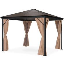 Load image into Gallery viewer, 10x10ft Outdoor Aluminum Frame Hardtop Gazebo w/ Side Curtains, Bug Nets
