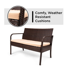 Load image into Gallery viewer, 4-Piece Wicker Patio Conversation Set w/ Coffee Table, All-Weather Cushions
