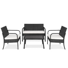 Load image into Gallery viewer, 4-Piece Wicker Patio Conversation Set w/ Coffee Table, All-Weather Cushions
