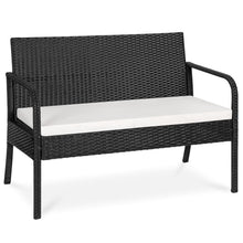 Load image into Gallery viewer, 4-Piece Wicker Patio Conversation Set w/ Coffee Table, All-Weather Cushions
