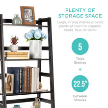 Load image into Gallery viewer, 5-Tier Multipurpose Ladder Slant Bookcase Storage Shelf
