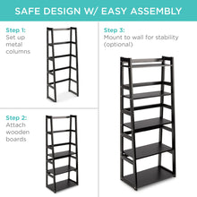 Load image into Gallery viewer, 5-Tier Multipurpose Ladder Slant Bookcase Storage Shelf
