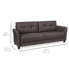 Load image into Gallery viewer, 76in Contemporary Linen Fabric Upholstered Sofa w/ Tufted Back Cushions
