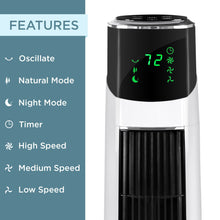 Load image into Gallery viewer, 47in Oscillating Tower Fan w/ 3 Adjustable Speeds &amp;  3 Modes, Remote, Timer
