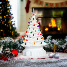 Load image into Gallery viewer, 15in Pre-Lit Hand-Painted Ceramic Tabletop Christmas Tree w/ 64 Lights
