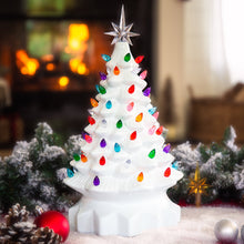 Load image into Gallery viewer, 15in Pre-Lit Hand-Painted Ceramic Tabletop Christmas Tree w/ 64 Lights
