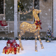 Load image into Gallery viewer, 5ft 3D Pre-Lit Gold Glitter Christmas Reindeer Yard Decoration w/ 150 Lights
