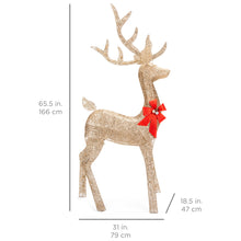 Load image into Gallery viewer, 5ft 3D Pre-Lit Gold Glitter Christmas Reindeer Yard Decoration w/ 150 Lights
