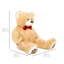 Load image into Gallery viewer, 38in Giant Plush Teddy Bear Stuffed Animal Toy w/ Red Bow Tie, Footprints
