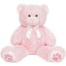 Load image into Gallery viewer, 38in Giant Plush Teddy Bear Stuffed Animal Toy w/ Red Bow Tie, Footprints
