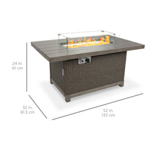 Load image into Gallery viewer, 52in 50,000 BTU Wicker Propane Fire Pit Table w/ Aluminum Top, Cover
