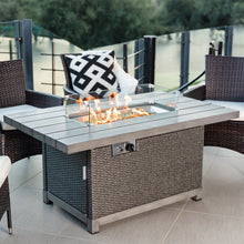 Load image into Gallery viewer, 52in 50,000 BTU Wicker Propane Fire Pit Table w/ Aluminum Top, Cover
