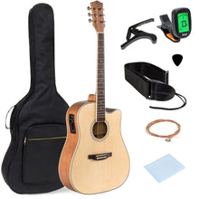 Load image into Gallery viewer, 41in Full Size Acoustic Electric Cutaway Guitar Set w/ Capo, E-Tuner, Bag
