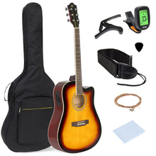 Load image into Gallery viewer, 41in Full Size Acoustic Electric Cutaway Guitar Set w/ Capo, E-Tuner, Bag
