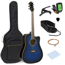 Load image into Gallery viewer, 41in Full Size Acoustic Electric Cutaway Guitar Set w/ Capo, E-Tuner, Bag
