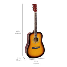 Load image into Gallery viewer, 41in Acoustic Guitar Starter Kit w/ Digital Tuner, Padded Case, Picks, Strap
