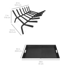 Load image into Gallery viewer, 2-in-1 Steel Fireplace Grate Log Burning Rack w/ Ash Tray
