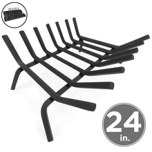 Load image into Gallery viewer, 2-in-1 Steel Fireplace Grate Log Burning Rack w/ Ash Tray
