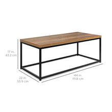 Load image into Gallery viewer, 44in Modern Industrial Rectangular Wood Grain Coffee Table w/ Metal Frame
