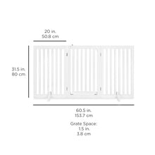 Load image into Gallery viewer, 31.5in 3-Panel Freestanding Wooden Pet Gate w/ Door, Support Feet
