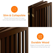 Load image into Gallery viewer, 31.5in 4-Panel Freestanding Wooden Pet Gate w/ Door, Support Feet
