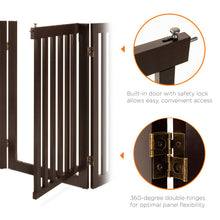 Load image into Gallery viewer, 31.5in 4-Panel Freestanding Wooden Pet Gate w/ Door, Support Feet
